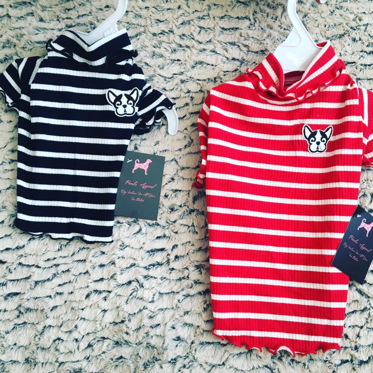 Striped T Shirt with Frenchie Motiff