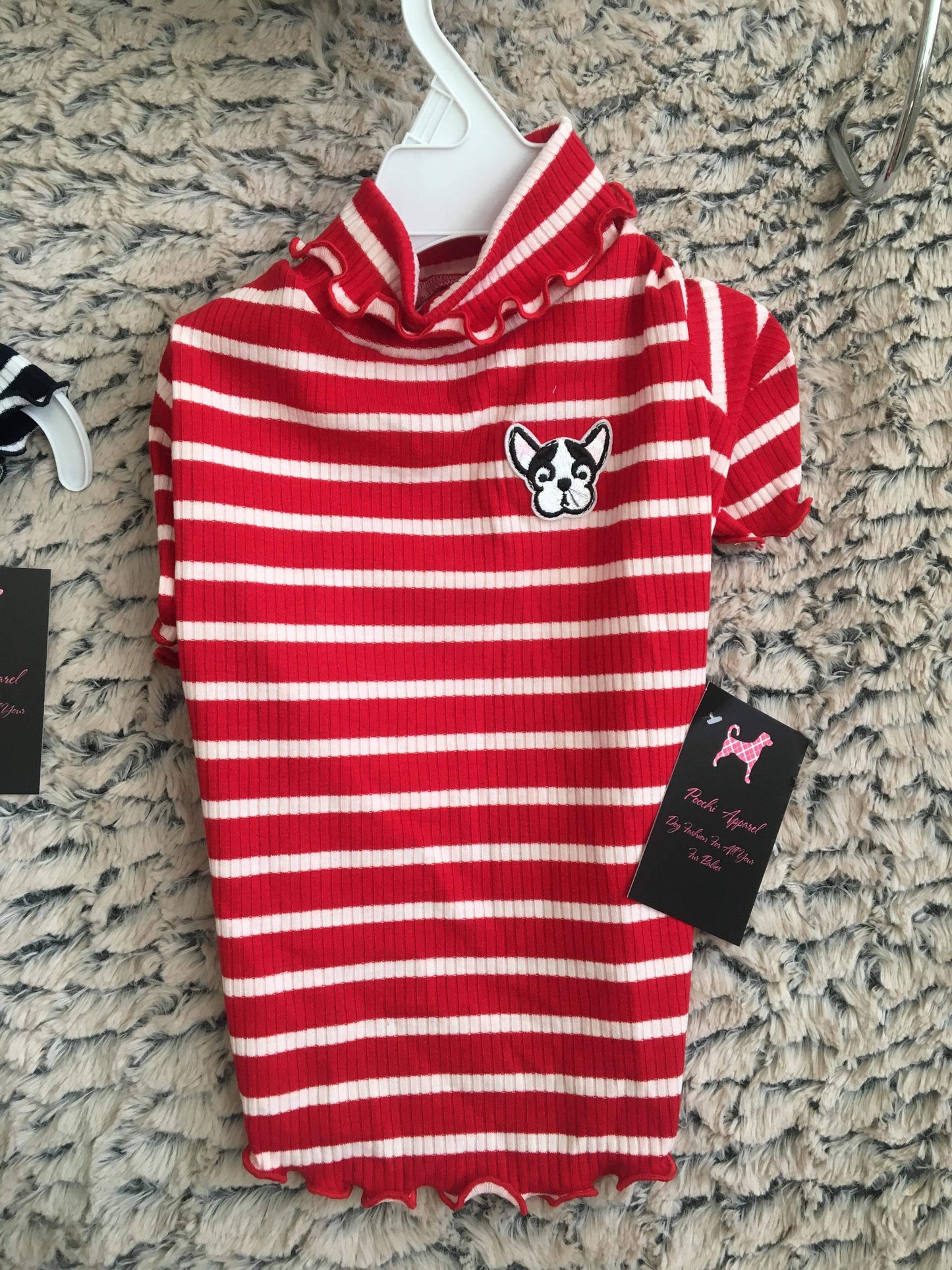 Striped T Shirt with Frenchie Motiff
