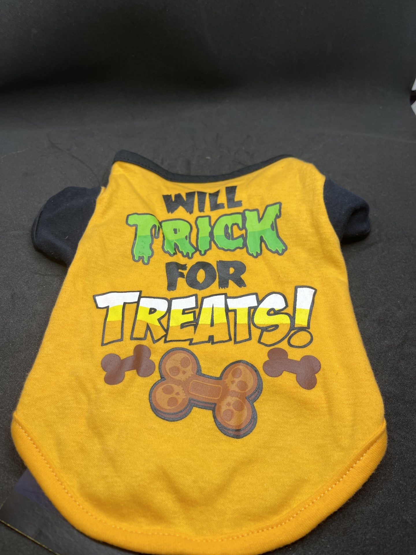 Halloween Light Orange & Black "Will Trick For Treats" T Shirt