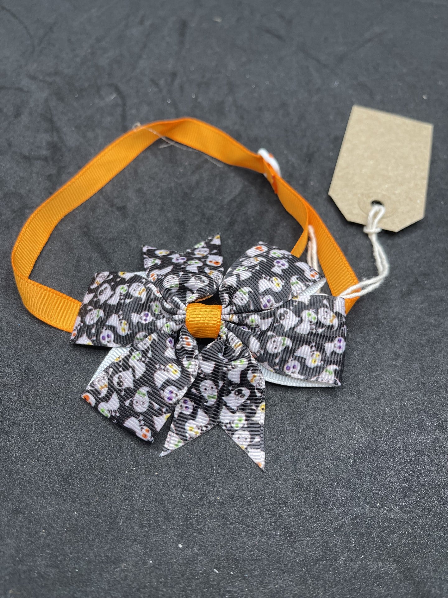 Halloween Black Bow with Ghosts