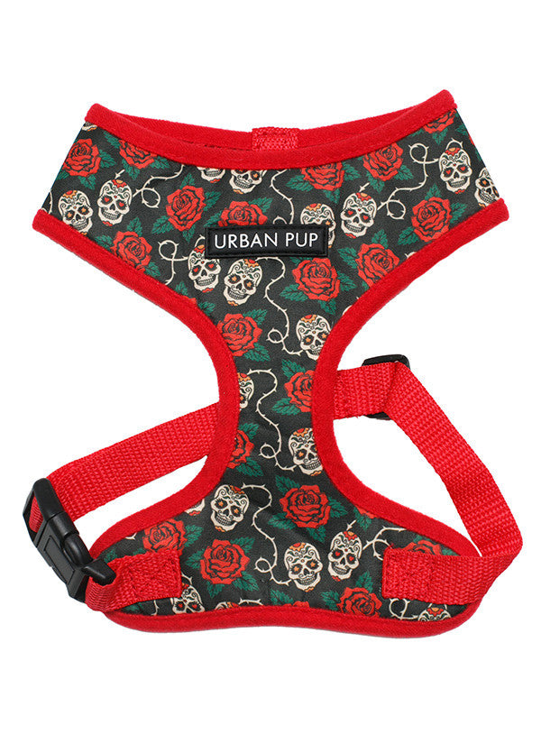 Urban Pup Skulls & Roses print dog harness