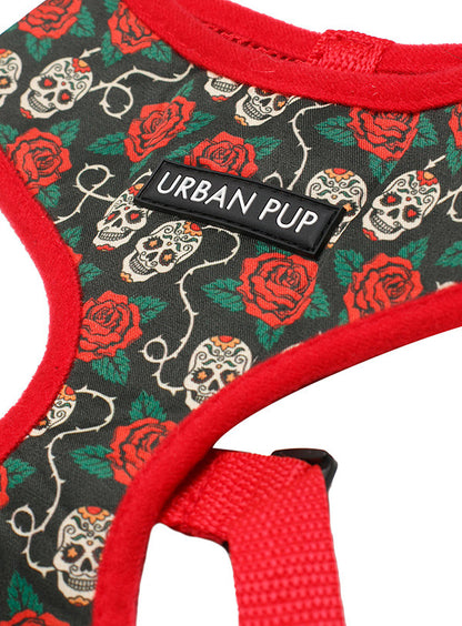 Urban Pup Skulls & Roses print dog harness
